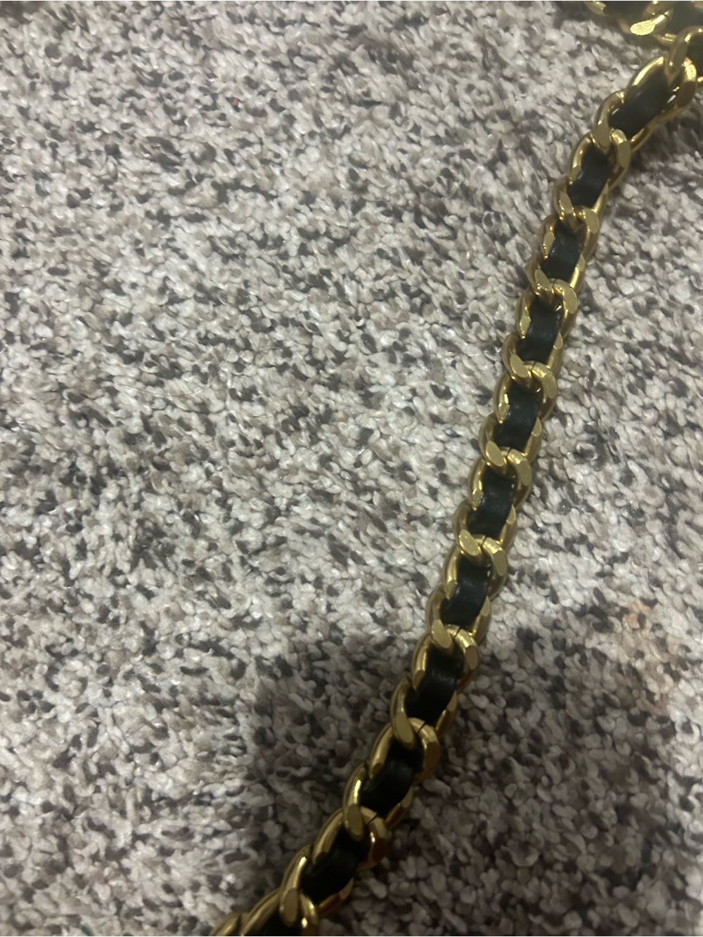 Black and Gold Leather-Trim Chain Strap - Picture 7 of 7